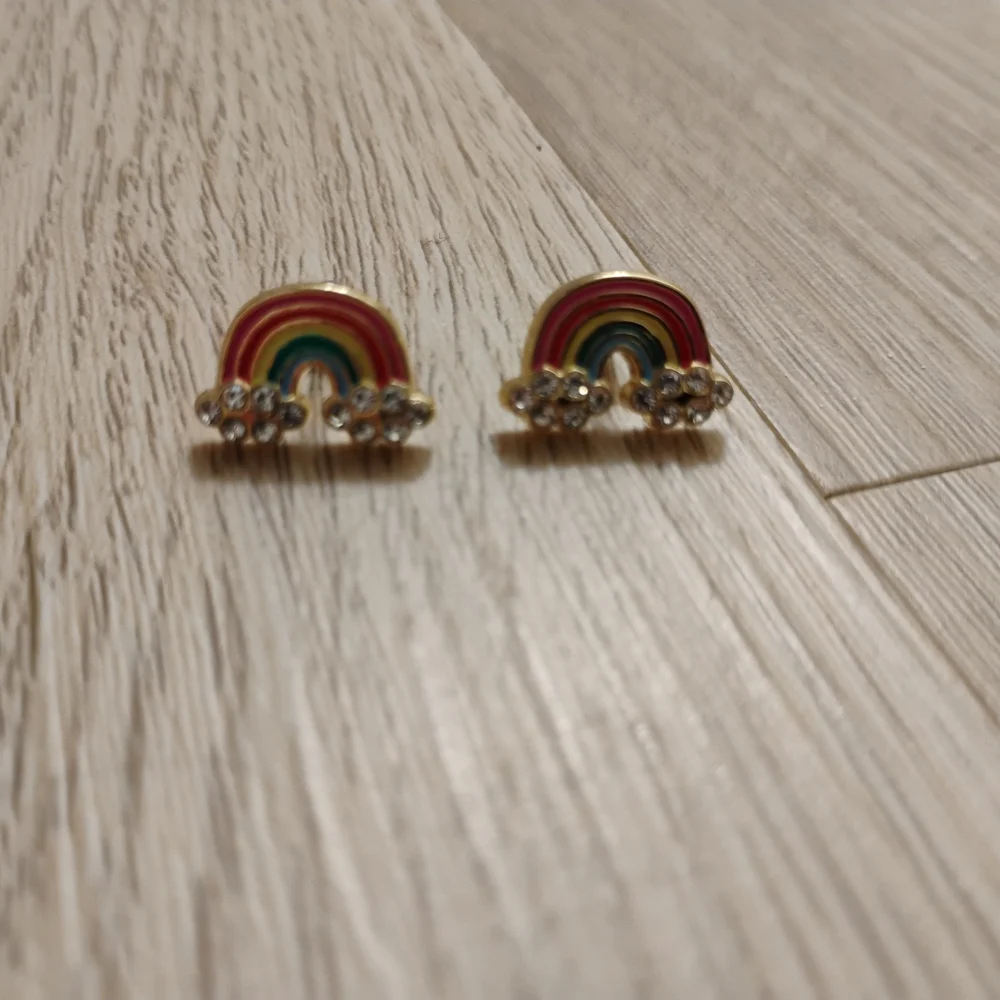Rainbow Stud Earrings with Crystals